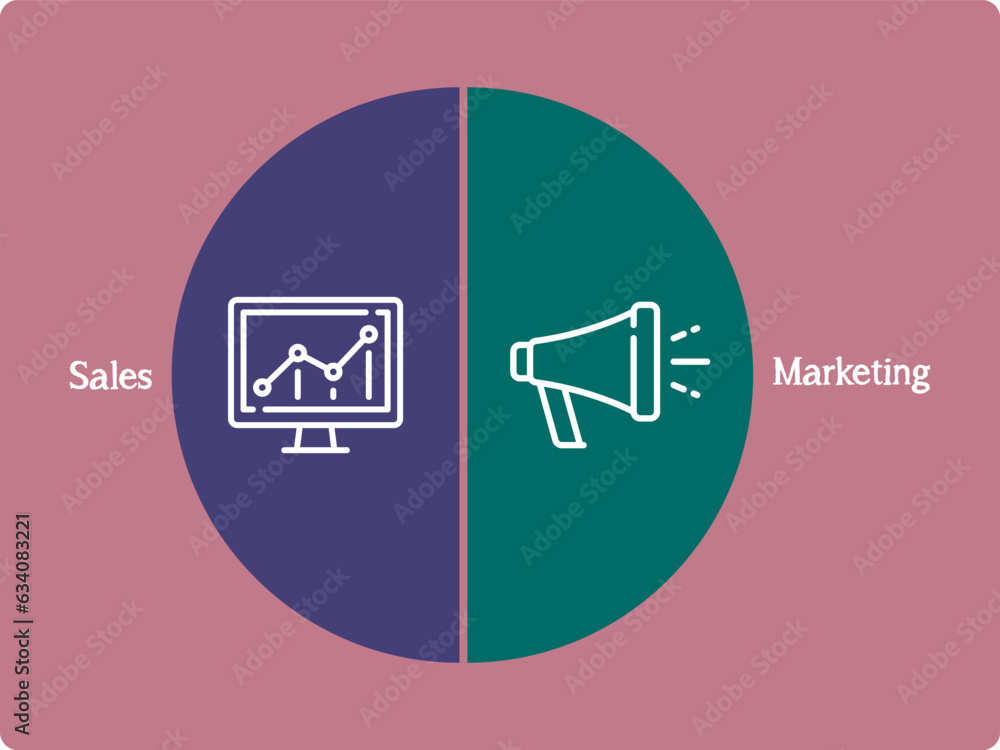 Vector Illustration of Marketing and sales with icons in an infographic template Vector Illustration of Marketing and sales with icons in an infographic template