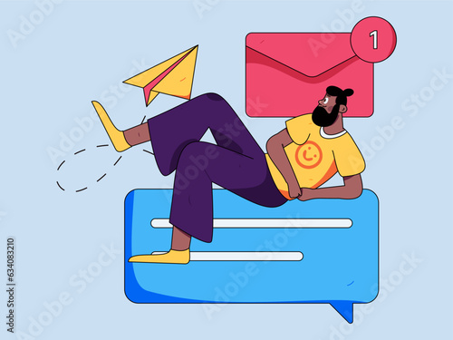Virtual characters social communication concept business flat vector hand drawn illustration
