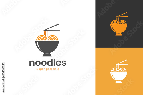 Noodle japan food restaurant logo icon design with bowl element symbol