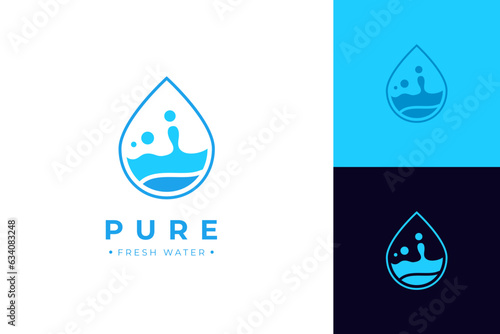 Water drop logo icon design. pure mineral logo symbol vector illustration