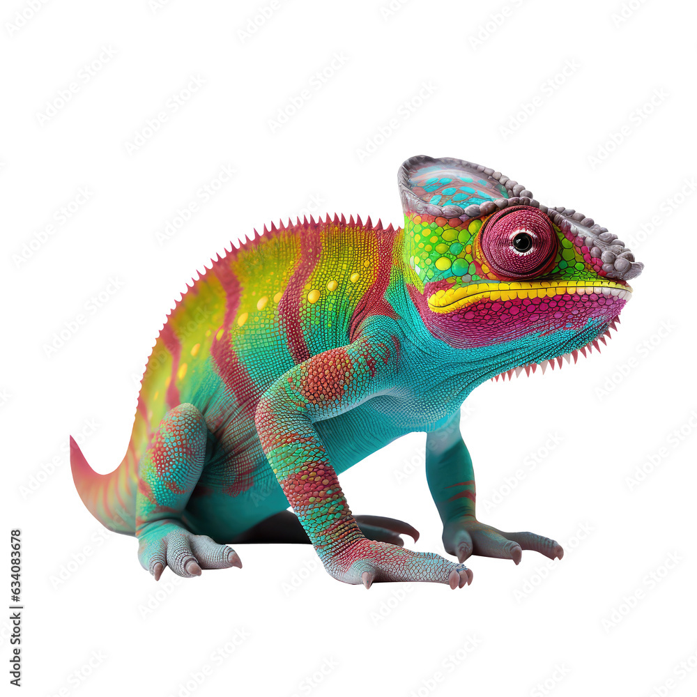 Fototapeta premium chameleon looking isolated on white