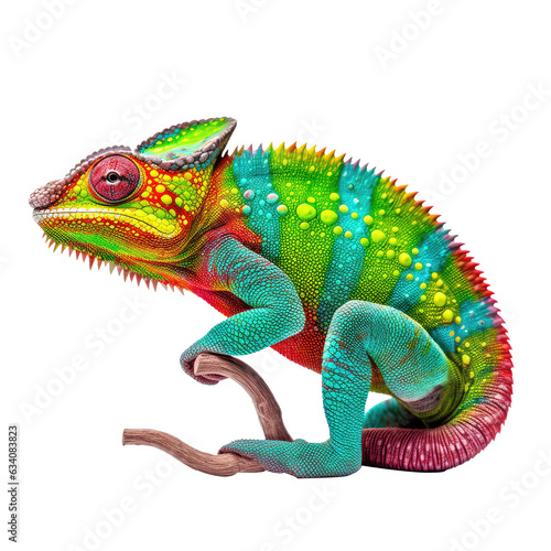 chameleon looking isolated on white © Tidarat