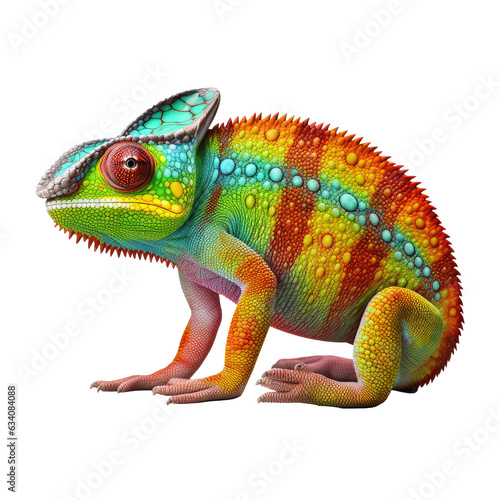 chameleon looking isolated on white