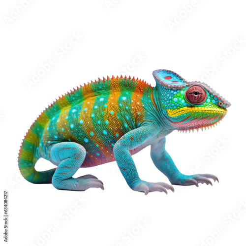 chameleon looking isolated on white