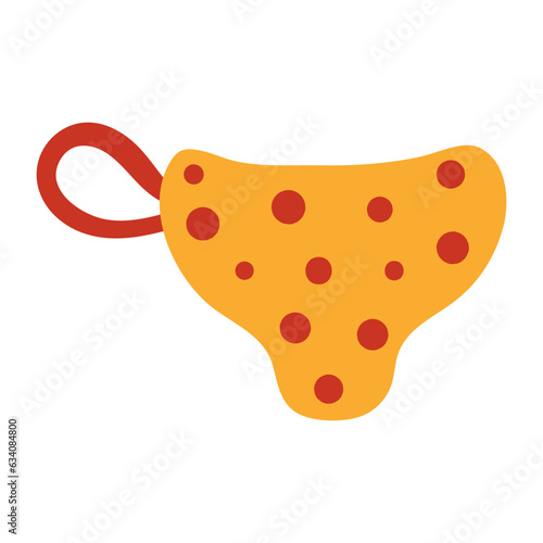 Tea cup with polka dots pattern hand drawn cartoon illustration. Flat style design, isolated vector. Autumn, fall print element, tableware, pottery, teaware, coffeeware, kitchen