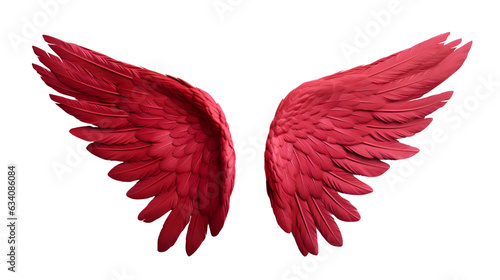 Red angel wings on transparent background PNG