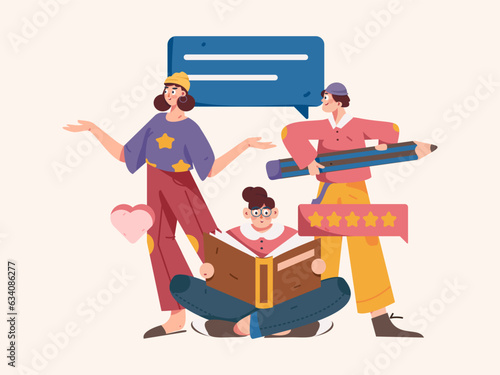 Virtual characters social communication concept business flat vector hand drawn illustration
