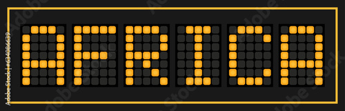 Orange color led banner in word africa on black background