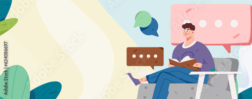 Virtual characters social communication concept business flat vector hand drawn illustration
