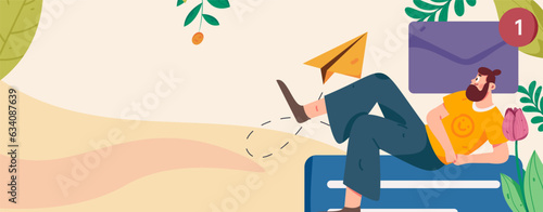 Virtual characters social communication concept business flat vector hand drawn illustration
