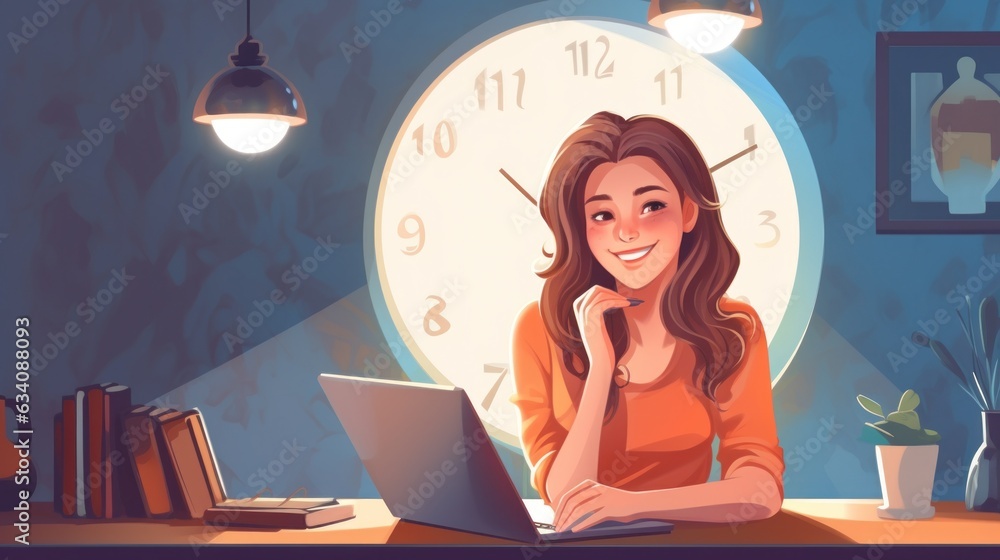 Photo of joyful nice woman using laptop. Beautiful Businesswoman typing on laptop. Generative AI Photo of joyful nice woman using laptop. Beautiful Businesswoman typing on laptop. Generative AI