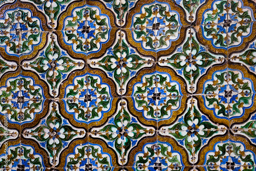 Ceramic azulejos in Casa de Pilatos  Seville  Andalusia  spain