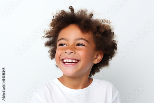 A professional portrait studio photograph of an adorable mixed-race child, Generative Ai