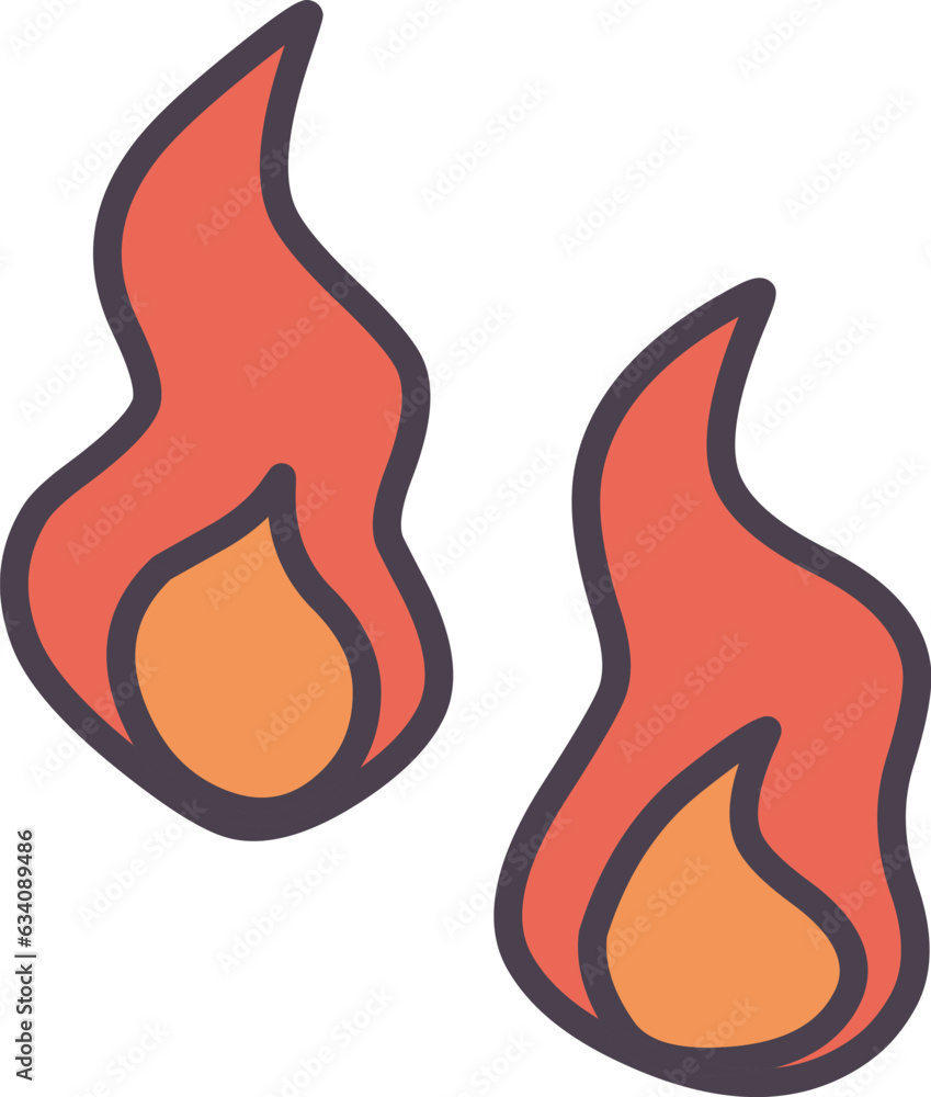 シンプルな炎のカラーイラスト2点セット