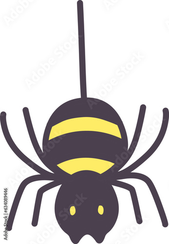 シンプルにデフォルメした黄色と黒の縞模様の蜘蛛のイラスト