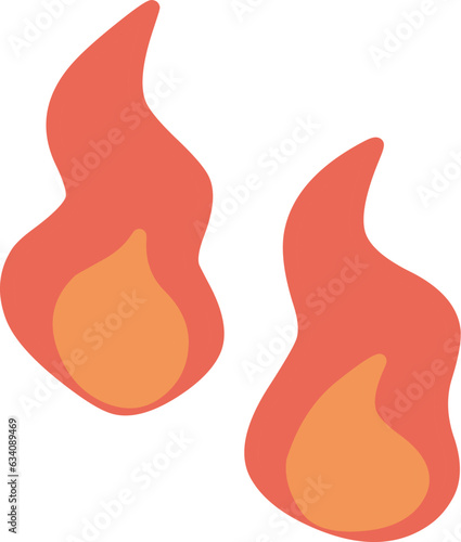 シンプルな炎のカラーイラスト2点セット