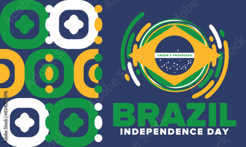 Brazil Independence Day. National happy holiday. Freedom day design. Celebrate annual in September 7. Brazil flag. Patriotic Brazilian vector illustration. Poster, template and background