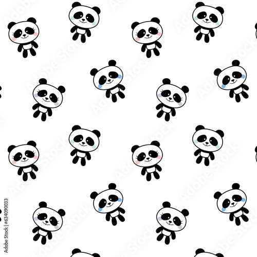 Cute Panda Animal Character Illustration Collection Allover Seamless Pattern Design Art  