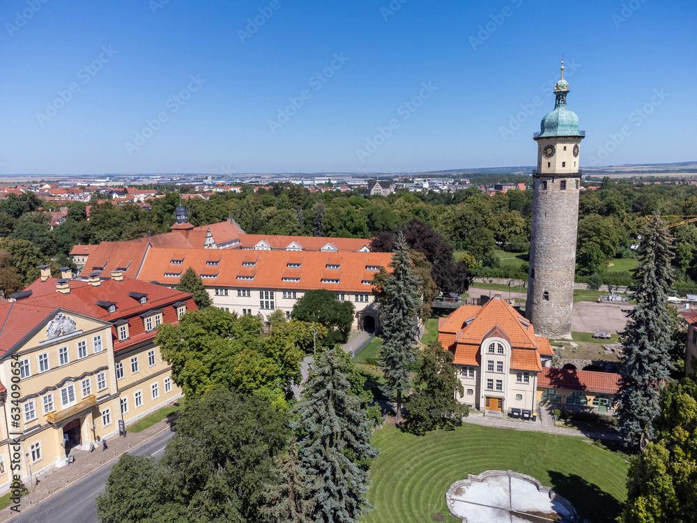 view of the town weimar with castle