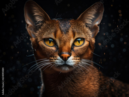 Abyssinian Сat portrait close up created with Generative AI technology