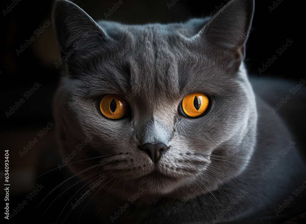 Chartreux Сat portrait close up created with Generative AI technology