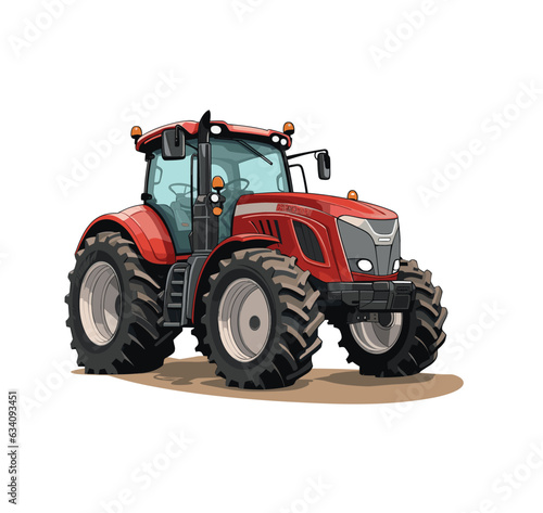 High detailed illustration of a farm tractor isolated on white background. 