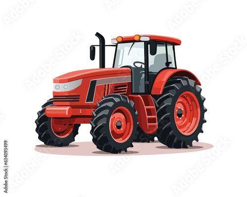 High detailed illustration of a farm tractor isolated on white background. 