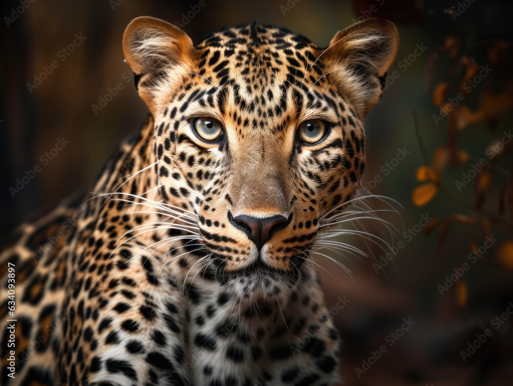 Fototapeta premium Leopard portrait close up created with Generative AI technology