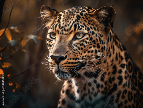 Leopard portrait close up created with Generative AI technology © Denis Darcraft