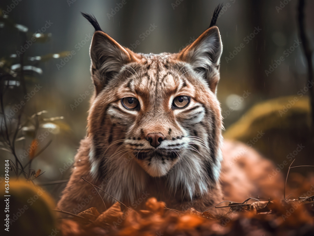 Obraz premium Lynx portrait close up created with Generative AI technology