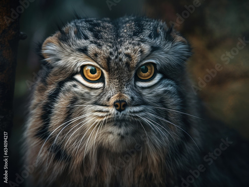 Manul Сat portrait close up created with Generative AI technology © Denis Darcraft