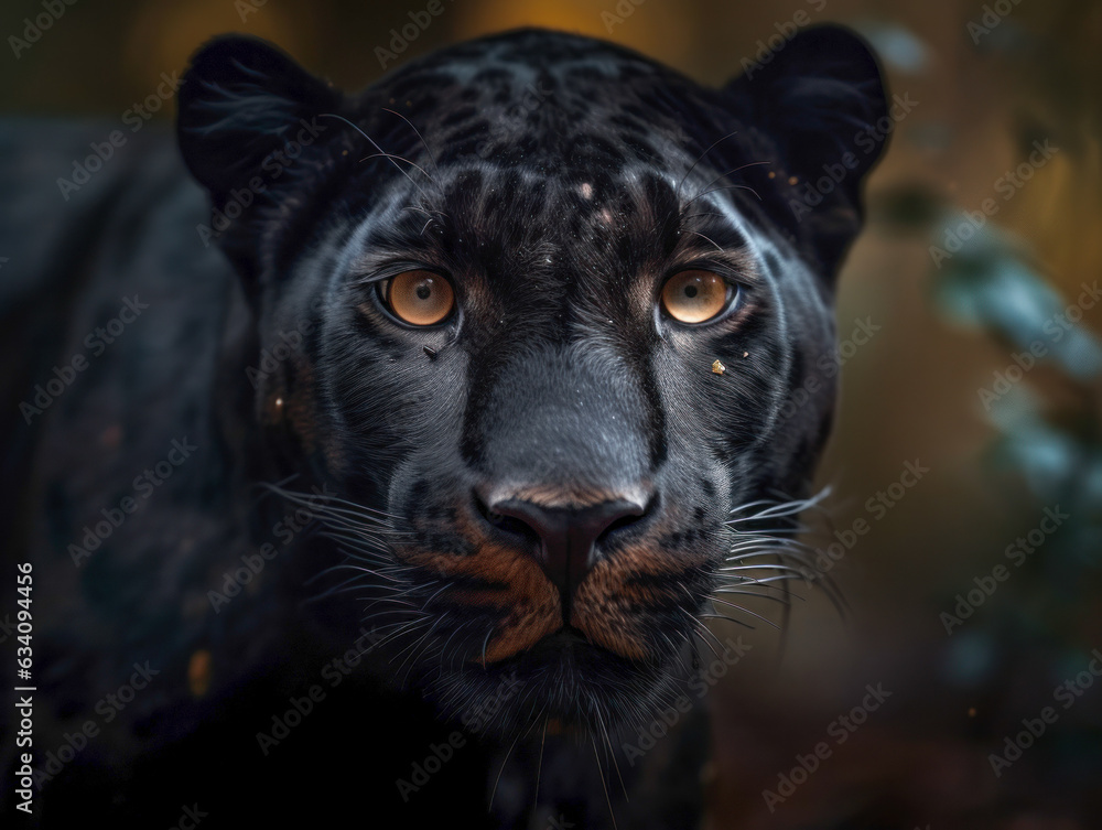 Panther portrait close up created with Generative AI technology