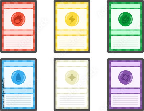 トレーディングカードの、属性別のカードのイラストセット