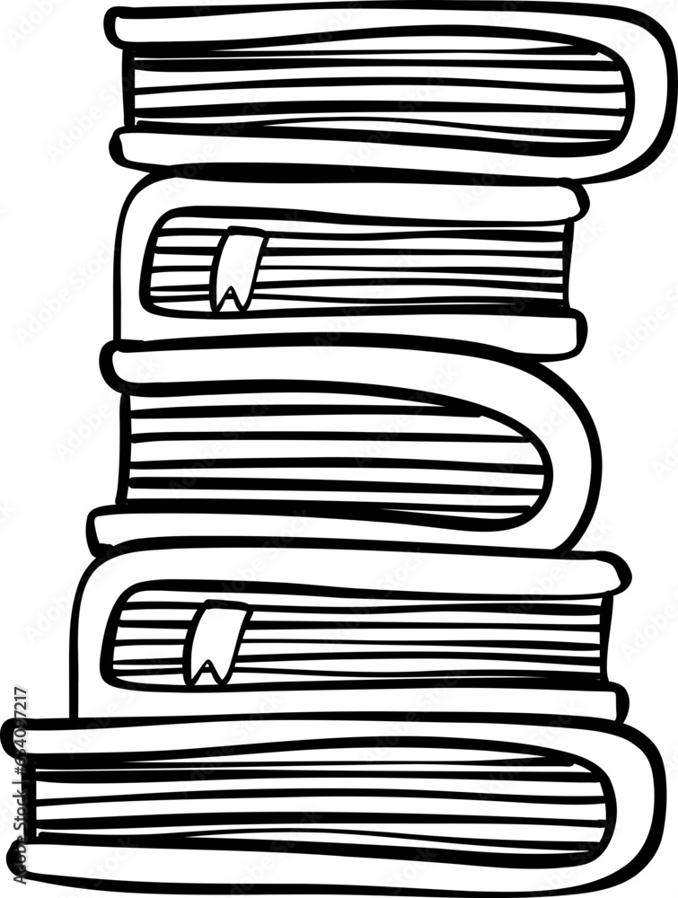 Cute doodle stack of books illustrations hand drawn outline Cute doodle stack of books illustrations hand drawn outline