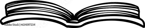Cute doodle opened book illustrations hand drawn outline