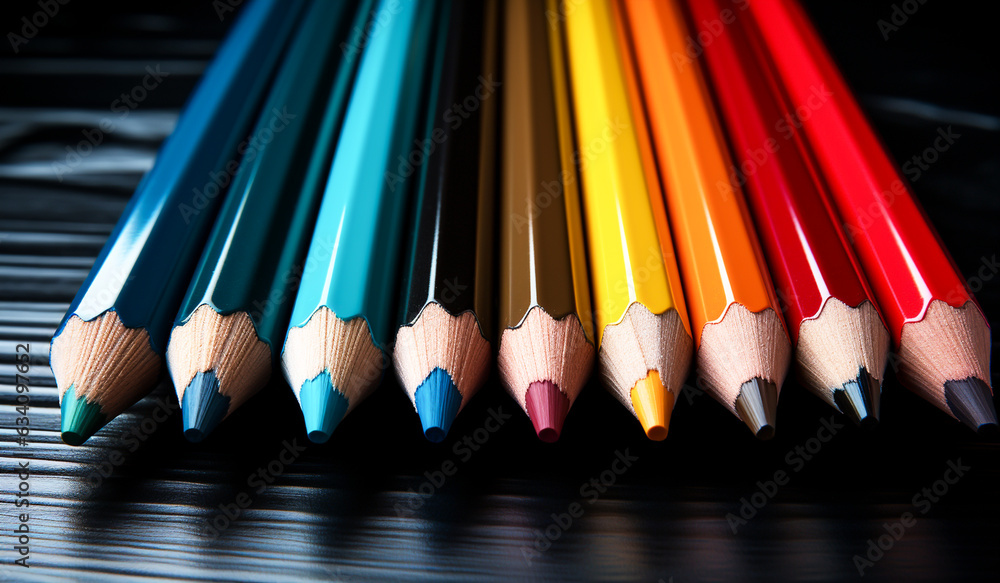 Colored pencils n back to school concept. AI generated Colored pencils n back to school concept. AI generated