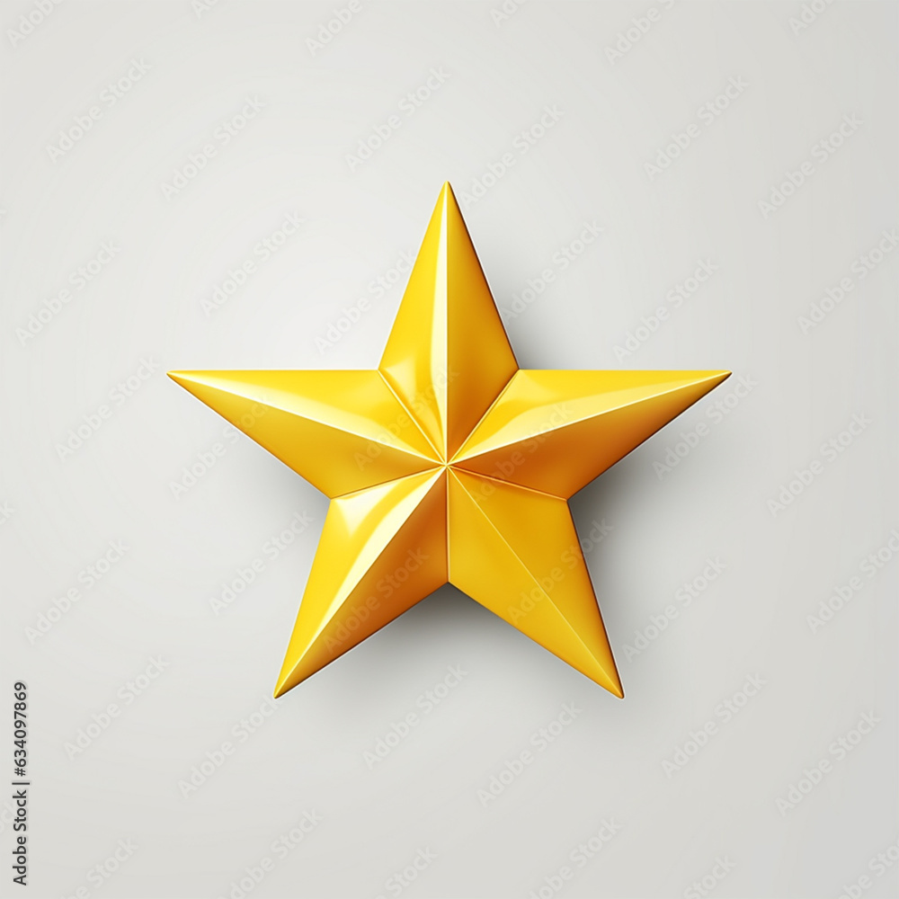 Obraz premium Star icon in 3d style isolated on white background. Illustration plastic volumetric yellow star, made by ai