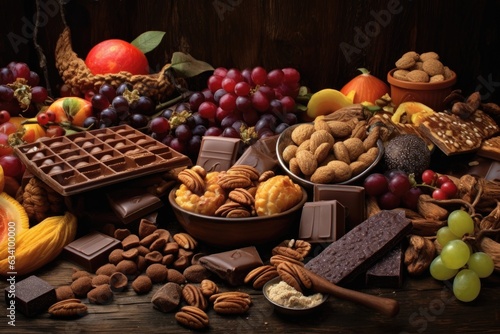 praline ingredients: nuts, fruits, and cocoa