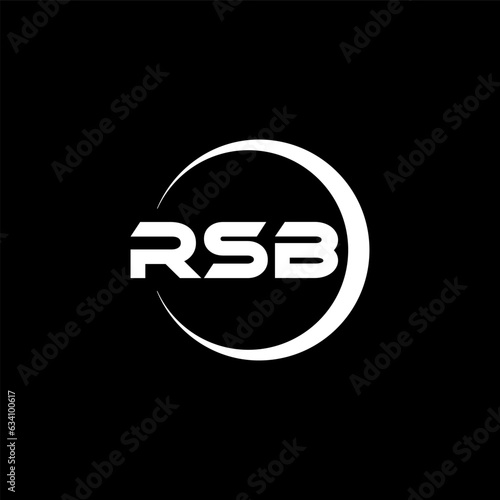 RSB letter logo design with black background in illustrator, cube logo, vector logo, modern alphabet font overlap style. calligraphy designs for logo, Poster, Invitation, etc. photo