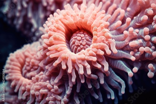 macro shot of coral polyps extending tentacles