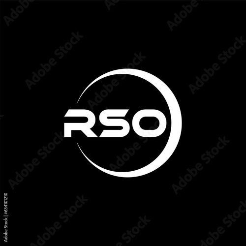 RSO letter logo design with black background in illustrator, cube logo, vector logo, modern alphabet font overlap style. calligraphy designs for logo, Poster, Invitation, etc. photo