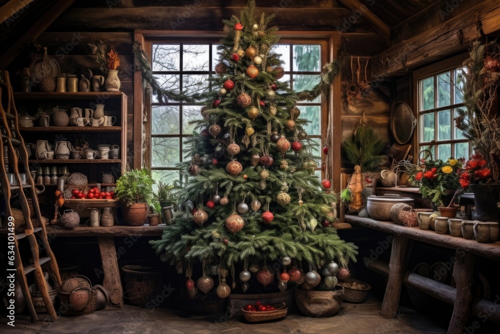 christmas tree with rustic and natural decorations christmas tree with rustic and natural decorations