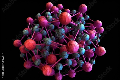 3D arrangement of collagen atoms. Generative AI photo