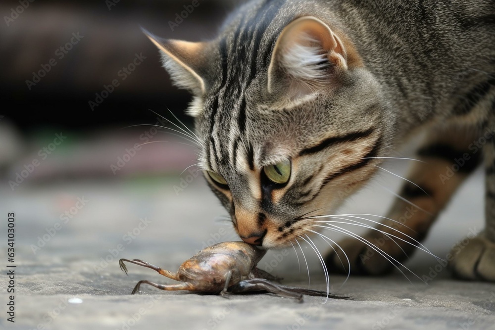 A feline capturing its prey. Generative AI