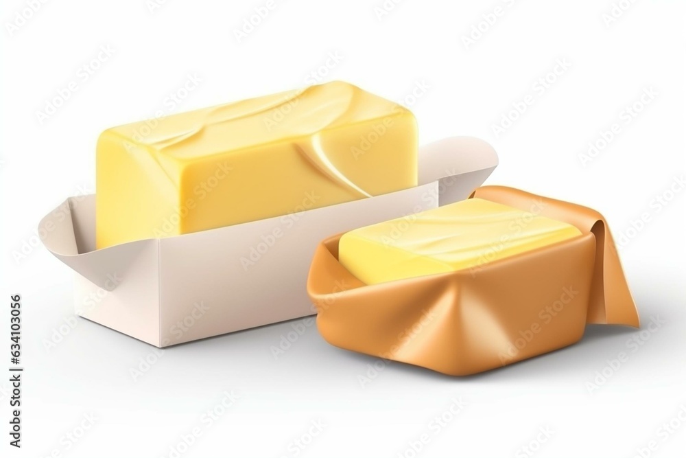 Wrapped Butter Vector Foto Stock Realistic 3D packaging mockup of butter, spread, soap in a ...