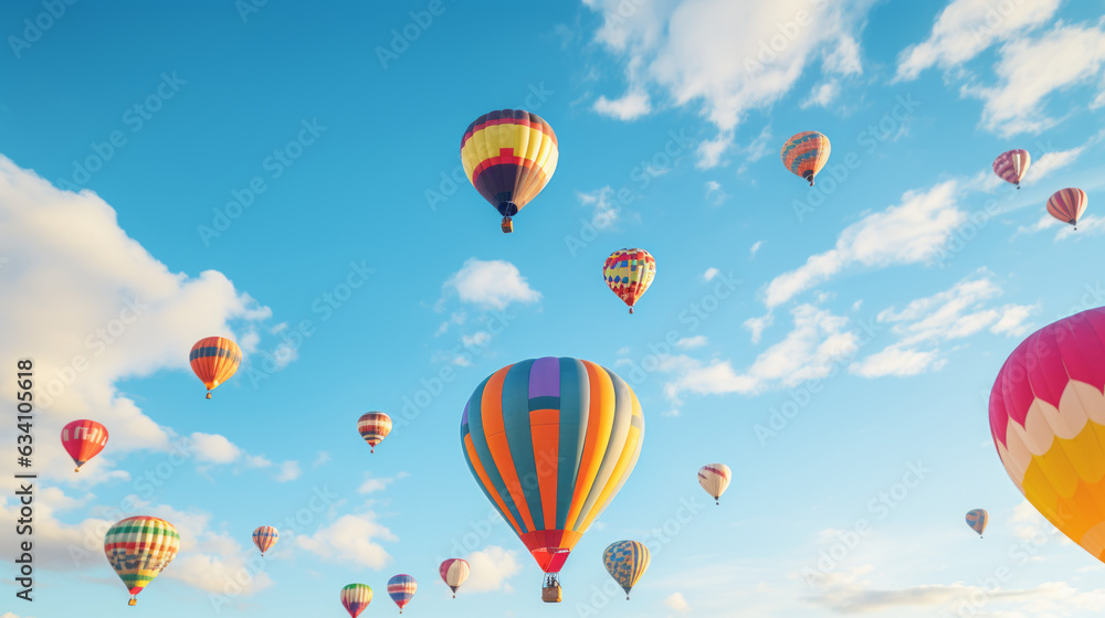 Obraz premium Colorful hot air balloons floating in the sky 