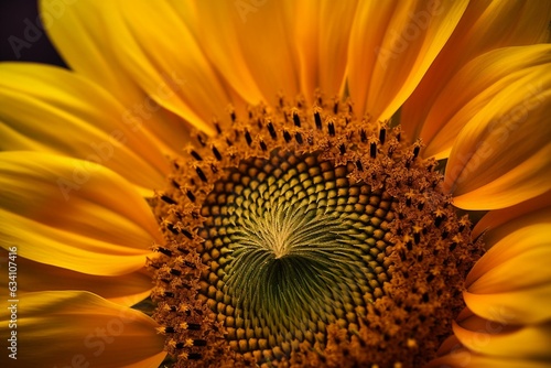 Vibrant isolated sunflower macro with intricate details. Generative AI