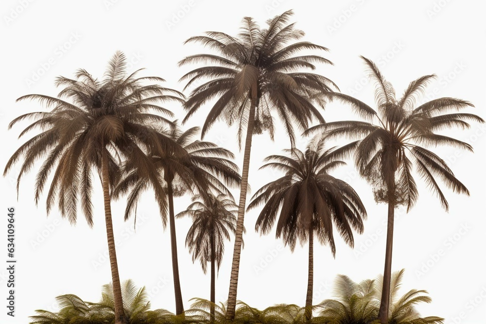 A high-quality cutout of tropical island palm trees. Generative AI