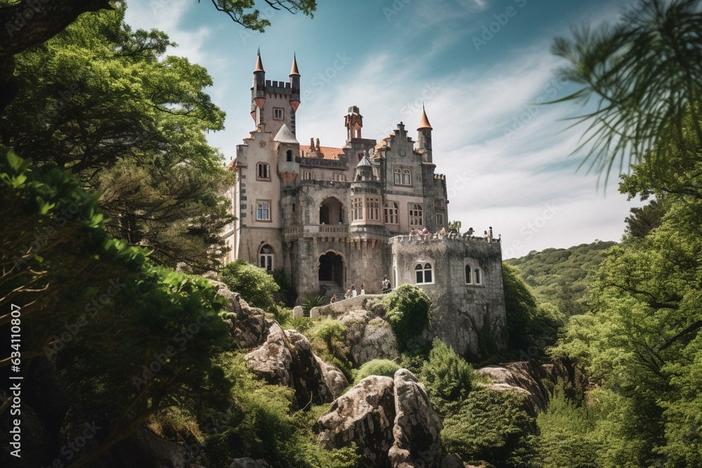 Castle in Sintra, Portugal. Generative AI