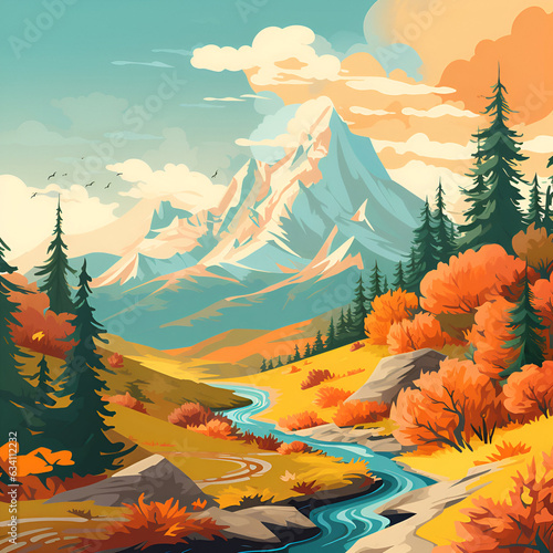 Autumn landscape in mountains 